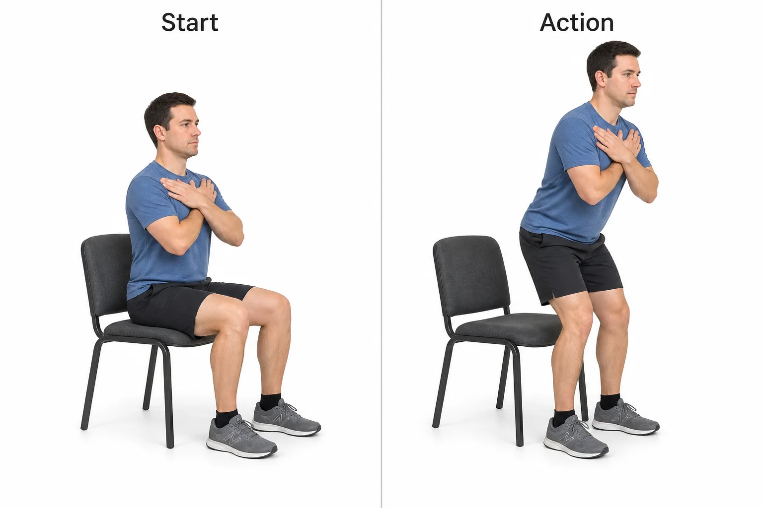 QuietStride sit-to-stand exercise illustration